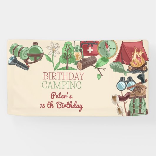 Banderoles Anniversaire camping nature randonnée pour enfants (Horizontal)