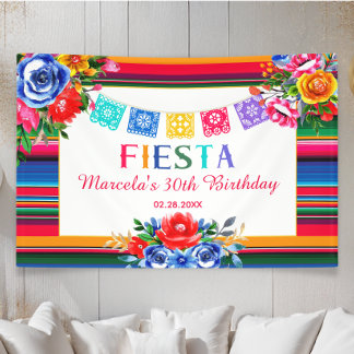 Banderoles Anniversaire Coloré Fête Florale Mexicaine Serape