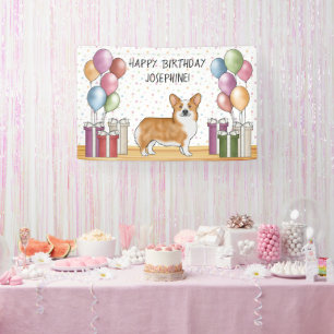 Banderoles Anniversaire Coloré Joyeux Red Pembroke Welsh Corg