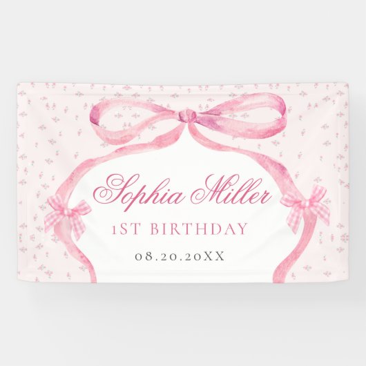 Banderoles Anniversaire de Coquette Pink Bow (Horizontal)