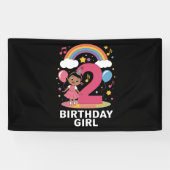 Banderoles Anniversaire de deux ans fille mignonne 2e anniver (Horizontal)