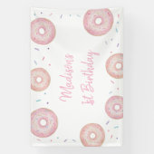 Banderoles Anniversaire de Donut Pastel Rose (Verticale)