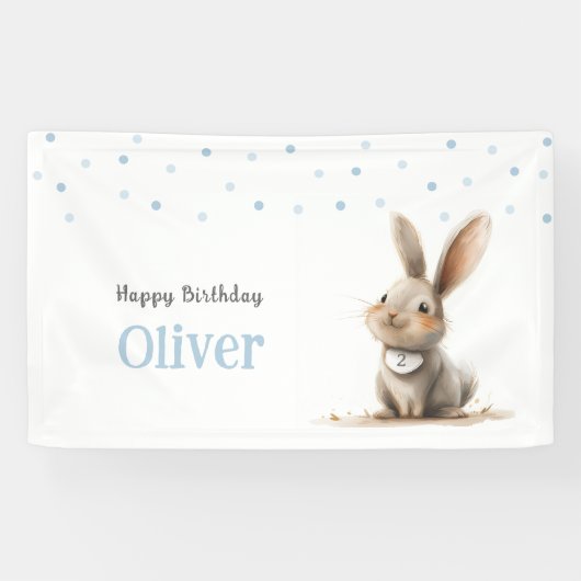 Banderoles Anniversaire de enfant Cute Bunny Joyeux anniversa (Horizontal)