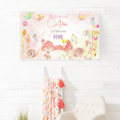 Banderoles Anniversaire de enfant d'aquarelle de jardin de fé (En situation)