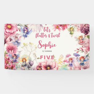 Banderoles Anniversaire de enfant d'aquarelle de jardin de fé