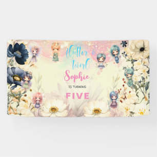 Banderoles Anniversaire de enfant d'aquarelle de jardin de fé