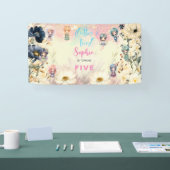 Banderoles Anniversaire de enfant d'aquarelle de jardin de fé (Salon professionnel)