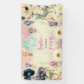 Banderoles Anniversaire de enfant d'aquarelle de jardin de fé (Verticale)