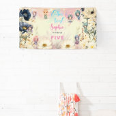 Banderoles Anniversaire de enfant d'aquarelle de jardin de fé (Insitu)