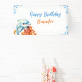 Banderoles Anniversaire de enfant dauphin de corail bleu et o (Insitu)