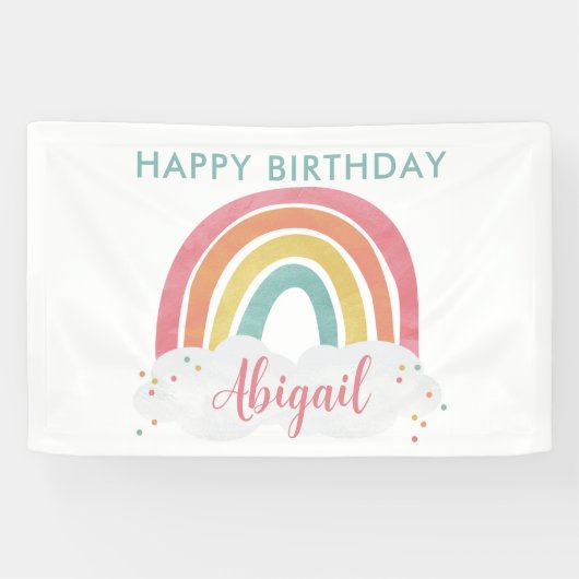 Banderoles Anniversaire de enfant de calligraphie arc-en-ciel (Horizontal)
