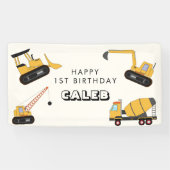 Banderoles Anniversaire de enfant de camion de vidange de con (Horizontal)