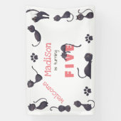 Banderoles Anniversaire de enfant de chat noir (Verticale)