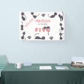 Banderoles Anniversaire de enfant de chat noir (Salon professionnel)