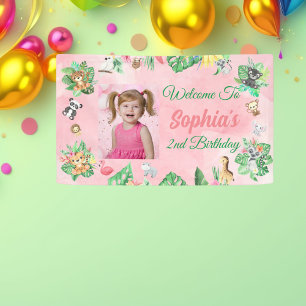 Banderoles Anniversaire de enfant de la jungle de Safari trop