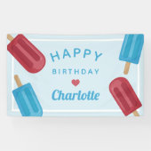 Banderoles Anniversaire de enfant de Popsicle rouge blanc et  (Horizontal)