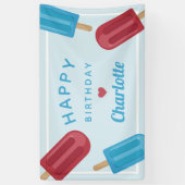 Banderoles Anniversaire de enfant de Popsicle rouge blanc et  (Vertical)