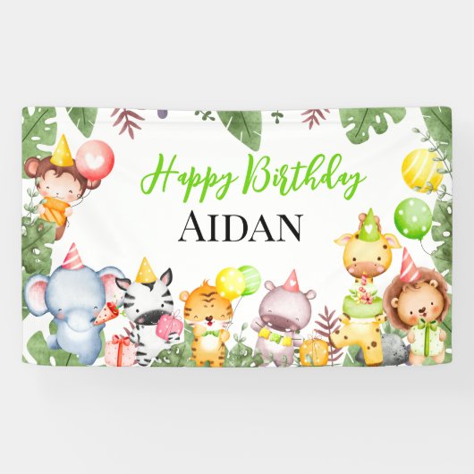 Banderoles Anniversaire de enfant de Safari Animaux (Horizontal)