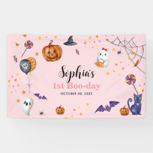 Banderoles Anniversaire de enfant d'Halloween Éffrayant rose