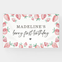 Anniversaire de fraises Berry Sweet Backdrop Banne