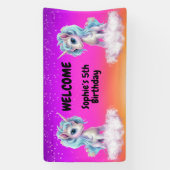 Banderoles Anniversaire de la licorne rose vibre (Verticale)