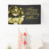 Banderoles Anniversaire de la mascarade en or brossé (En situation)