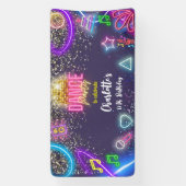 Banderoles Anniversaire de la soirée de danse néon (Verticale)