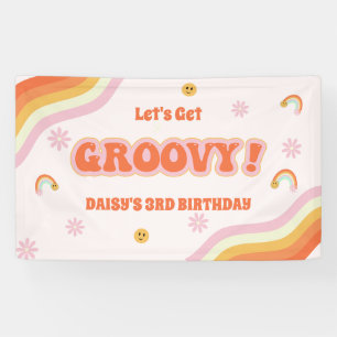 Banderoles Anniversaire de l'hippie Super rose Retro