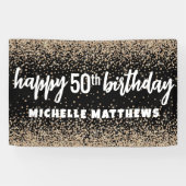 Banderoles Anniversaire de l'or noir élégant (Horizontal)