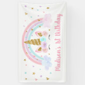 Banderoles Anniversaire de l'Unicorn Rainbow Pink Gold (Vertical)