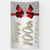 Banderoles Anniversaire de paillettes d'arc rouge argenté de (Vertical)