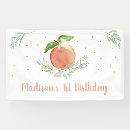 Banderoles Anniversaire de Peach Gold Floral (Horizontal)
