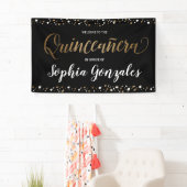 Banderoles Anniversaire de Quinceanera en or et en noir (En situation)