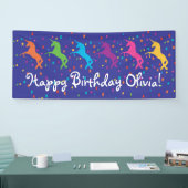 Banderoles Anniversaire de Unicorne avec confetti (Salon professionnel)