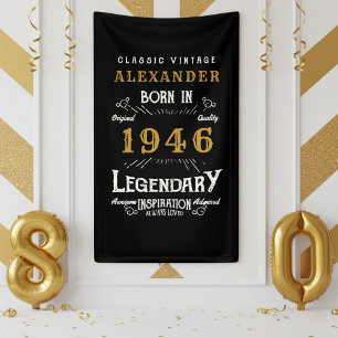 Banderoles Anniversaire des 80 ans personnalisé Né en 1946 Fê