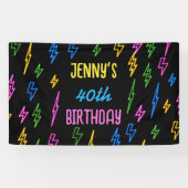 Banderoles Anniversaire des années 80 Retro Neon Lightning (Horizontal)