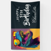 Banderoles Anniversaire des dinosaures bleus (Vertical)