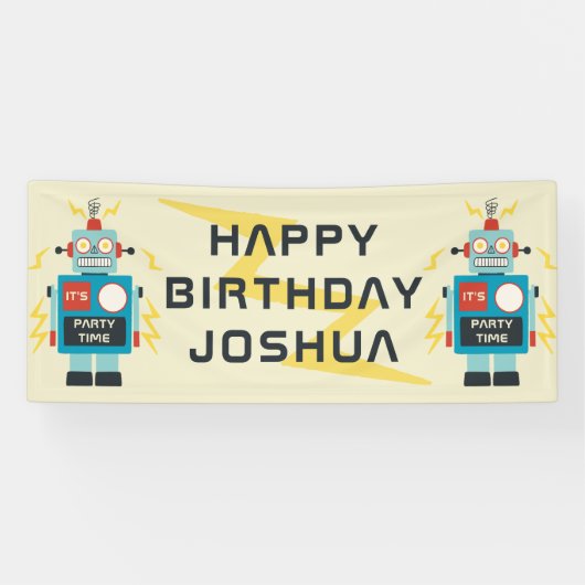 Banderoles Anniversaire des robots de jouets (Horizontal)