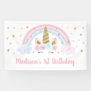 Banderoles Anniversaire d'or rose arc-en-ciel de l'Unicorne