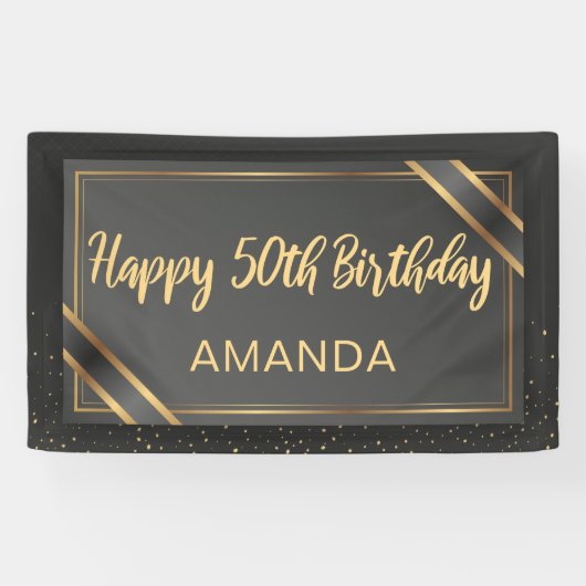Banderoles Anniversaire du 50e anniversaire de Black and Gold (Horizontal)