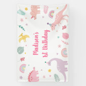 Banderoles Anniversaire du Dinosaure Boho Rose (Verticale)
