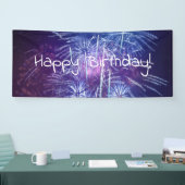 Banderoles anniversaire du feu d'artifice bleu et violet (Salon professionnel)