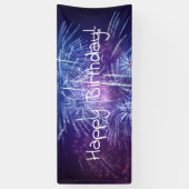 Banderoles anniversaire du feu d'artifice bleu et violet (Vertical)