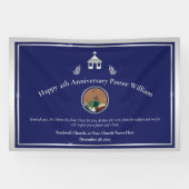 Banderoles Anniversaire du pasteur bleu argenté ou événement  (Horizontal)