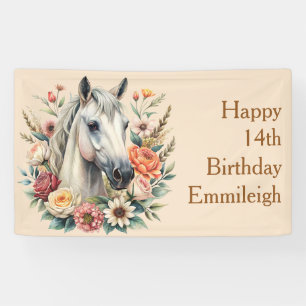 Banderoles Anniversaire d'une adolescente au Cheval Floral