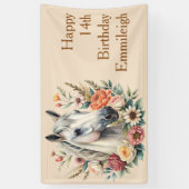 Banderoles Anniversaire d'une adolescente au Cheval Floral (Vertical)