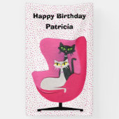 Banderoles Anniversaire Élégant Chats du milieu du siècle Pin (Vertical)