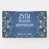 Banderoles Anniversaire élégant du Mariage Bleu et Argent (Horizontal)