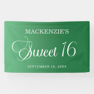Banderoles Anniversaire élégant vert Sweet 16