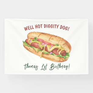 Banderoles Anniversaire Enfants Hot Dog Aquarelle